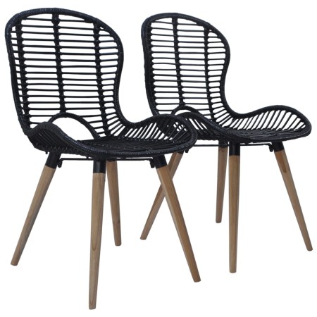Sillas de comedor 2 unidades ratán natural negro de vidaXL, Sillas de comedor - Ref: Foro24-246807, Precio: 171,95 €, Descuen...
