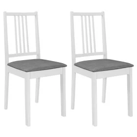Sillas de comedor con cojines madera maciza blanca 2 unidades de vidaXL, Sillas de comedor - Ref: Foro24-247636, Precio: 118,...