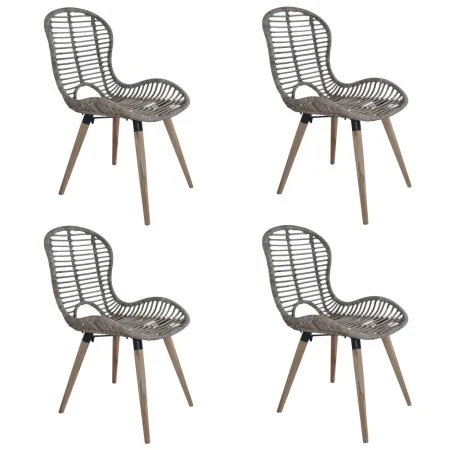 Sillas de comedor 4 unidades ratán marrón natural de vidaXL, Sillas de comedor - Ref: Foro24-246854, Precio: 274,45 €, Descue...