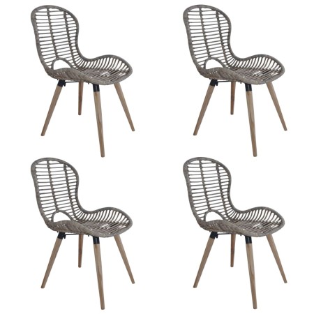 Sillas de comedor 4 unidades ratán marrón natural de vidaXL, Sillas de comedor - Ref: Foro24-246854, Precio: 277,05 €, Descue...