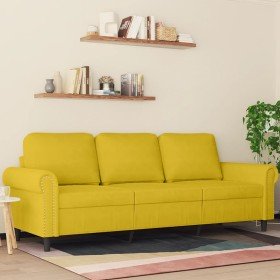 Sofá de 3 plazas terciopelo amarillo 180 cm en Sofás | Comprar online en Foru.es