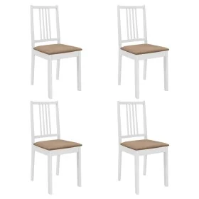 Sillas de comedor con cojines 4 unidades madera maciza blanca de vidaXL, Sillas de comedor - Ref: Foro24-247635, Precio: 219,...