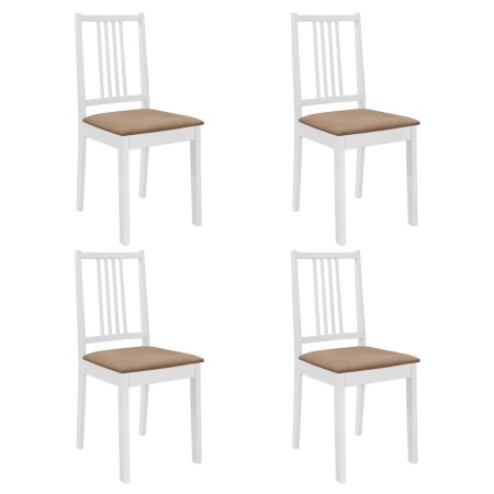 Sillas de comedor con cojines 4 unidades madera maciza blanca de vidaXL, Sillas de comedor - Ref: Foro24-247635, Precio: 223,...