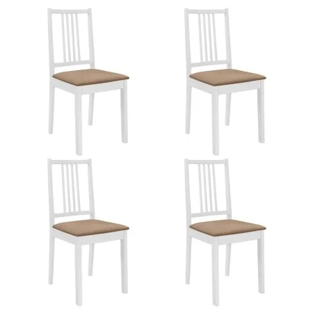 Sillas de comedor con cojines 4 unidades madera maciza blanca de vidaXL, Sillas de comedor - Ref: Foro24-247635, Precio: 219,...