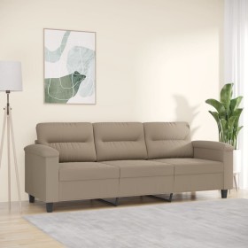 Sofá de 3 plazas de tela microfibra gris taupe 180 cm en Sofás | Comprar online en Foru.es