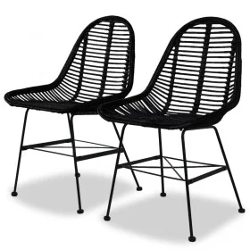 Sillas de comedor 2 unidades ratán natural negro de vidaXL, Sillas de comedor - Ref: Foro24-244571, Precio: 190,28 €, Descuen...