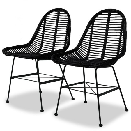 Sillas de comedor 2 unidades ratán natural negro de vidaXL, Sillas de comedor - Ref: Foro24-244571, Precio: 193,45 €, Descuen...