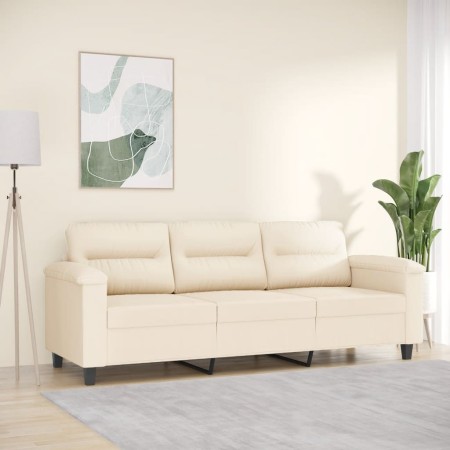 Sofá de 3 plazas de tela de microfibra beige 180 cm en Sofás | Comprar online en Foru.es