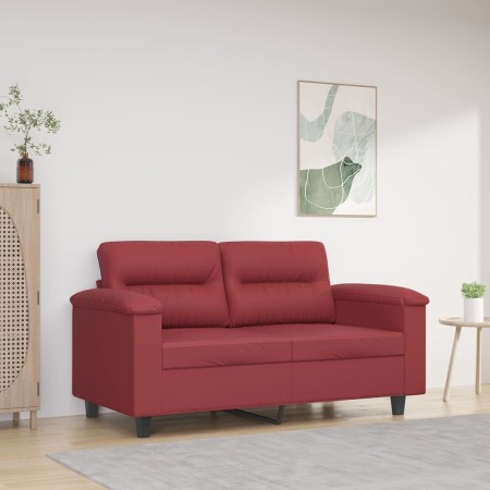 Sofá de 2 plazas de cuero sintético rojo vino 120 cm en Sofás | Comprar online en Foru.es