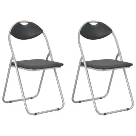 Sillas de comedor plegables 2 unidades cuero sintético negro de vidaXL, Sillas de comedor - Ref: Foro24-284407, Precio: 67,93...