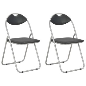 Sillas de comedor plegables 2 unidades cuero sintético negro de vidaXL, Sillas de comedor - Ref: Foro24-284407, Precio: 69,22...