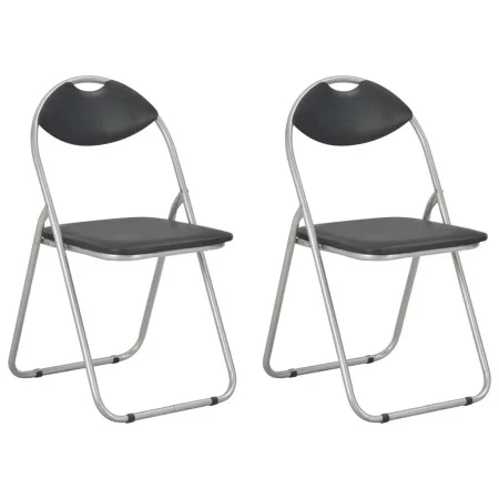 Sillas de comedor plegables 2 unidades cuero sintético negro de vidaXL, Sillas de comedor - Ref: Foro24-284407, Precio: 67,93...