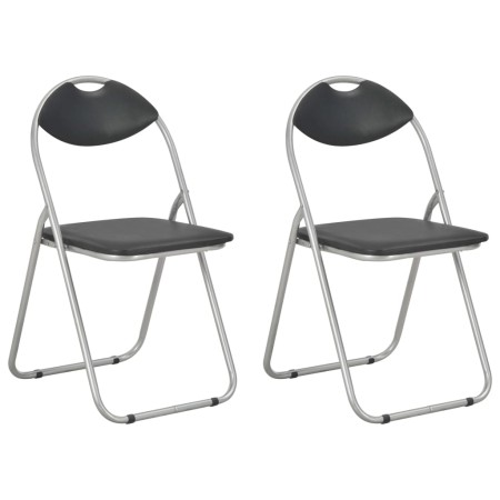 Sillas de comedor plegables 2 unidades cuero sintético negro de vidaXL, Sillas de comedor - Ref: Foro24-284407, Precio: 69,22...