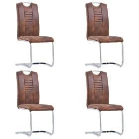 Sillas comedor voladizas 4 uds piel de ante artificial marrón de vidaXL, Sillas de comedor - Ref: Foro24-281784, Precio: 302,...