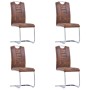 Sillas comedor voladizas 4 uds piel de ante artificial marrón de vidaXL, Sillas de comedor - Ref: Foro24-281784, Precio: 307,...