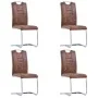 Sillas comedor voladizas 4 uds piel de ante artificial marrón de vidaXL, Sillas de comedor - Ref: Foro24-281784, Precio: 302,...