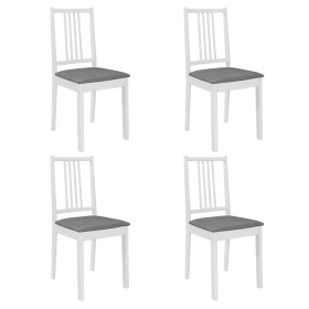 Sillas de comedor con cojines 4 unidades madera maciza blanca de vidaXL, Sillas de comedor - Ref: Foro24-247637, Precio: 242,...