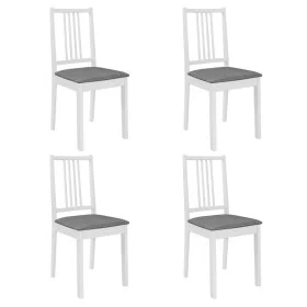 Sillas de comedor con cojines 4 unidades madera maciza blanca de vidaXL, Sillas de comedor - Ref: Foro24-247637, Precio: 248,...