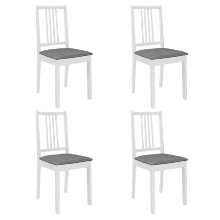 Sillas de comedor con cojines 4 unidades madera maciza blanca von vidaXL, Essstühle - Ref: Foro24-247637, Preis: 248,88 €, Ra...