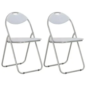 Sillas de comedor plegables 2 unidades cuero sintético blanco de vidaXL, Sillas de comedor - Ref: Foro24-284408, Precio: 72,8...