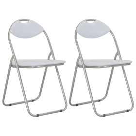 Sillas de comedor plegables 2 unidades cuero sintético blanco de vidaXL, Sillas de comedor - Ref: Foro24-284408, Precio: 71,0...