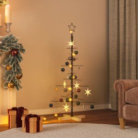Árbol de Navidad metal negro con base de madera 120 cm en Decoración Festiva y Estacional | Comprar online en Foru.es