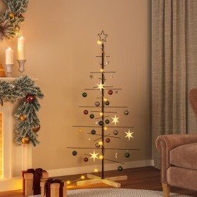 Árbol de Navidad metal negro con base de madera 150 cm en Decoración Festiva y Estacional | Comprar online en Foru.es