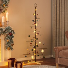 Árbol de Navidad metal negro con base de madera 180 cm en Decoración Festiva y Estacional | Comprar online en Foru.es