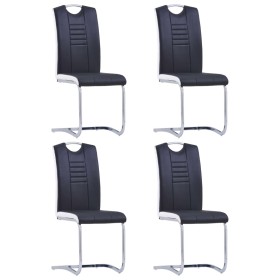 Sillas de comedor voladizas 4 unidades cuero sintético negro de vidaXL, Sillas de comedor - Ref: Foro24-281772, Precio: 329,3...