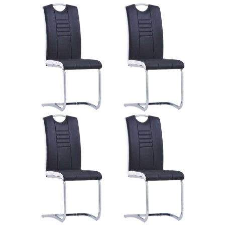 Sillas de comedor voladizas 4 unidades cuero sintético negro de vidaXL, Sillas de comedor - Ref: Foro24-281772, Precio: 329,3...