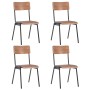 Sillas de comedor 4 uds contrachapada maciza y acero marrón de vidaXL, Sillas de comedor - Ref: Foro24-280085, Precio: 294,96...