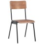 Sillas de comedor 4 uds contrachapada maciza y acero marrón de vidaXL, Sillas de comedor - Ref: Foro24-280085, Precio: 294,96...