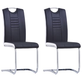 Sillas de comedor voladizas 2 unidades cuero sintético negro de vidaXL, Sillas de comedor - Ref: Foro24-281771, Precio: 180,5...