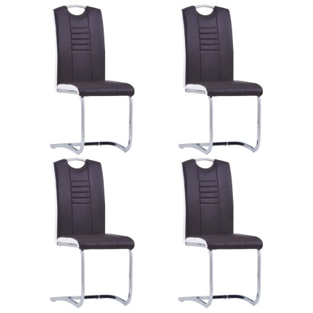Sillas de comedor voladizas 4 unidades cuero sintético marrón de vidaXL, Sillas de comedor - Ref: Foro24-281776, Precio: 263,...