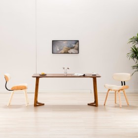 Sillas de comedor 2 uds madera curvada y cuero sintético crema de vidaXL, Sillas de comedor - Ref: Foro24-283124, Precio: 270...