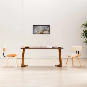 Sillas de comedor 2 uds madera curvada y cuero sintético crema de vidaXL, Sillas de comedor - Ref: Foro24-283124, Precio: 260...