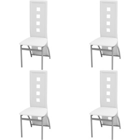 Sillas de comedor 4 unidades cuero sintético blanco de vidaXL, Sillas de comedor - Ref: Foro24-243647, Precio: 255,23 €, Desc...