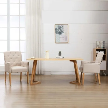 Silla de comedor con reposabrazos de tela beige de vidaXL, Sillas de comedor - Ref: Foro24-287941, Precio: 217,01 €, Descuent...