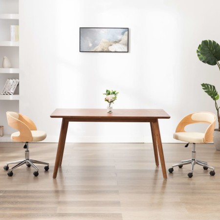 Sillas de comedor giratorias 2 uds madera curvada cuero crema de vidaXL, Sillas de comedor - Ref: Foro24-3054914, Precio: 262...