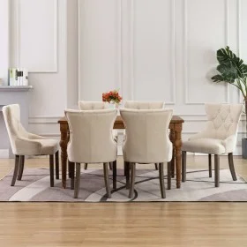Sillas de comedor 6 unidades de tela beige de vidaXL, Sillas de comedor - Ref: Foro24-3058307, Precio: 1,00 €, Descuento: %