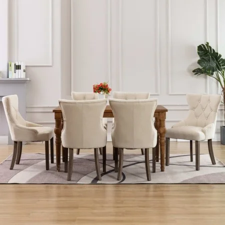 Sillas de comedor 6 unidades de tela beige de vidaXL, Sillas de comedor - Ref: Foro24-3058307, Precio: 1,00 €, Descuento: %