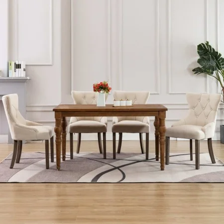Sillas de comedor 4 unidades tela beige de vidaXL, Sillas de comedor - Ref: Foro24-3058303, Precio: 713,16 €, Descuento: %