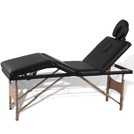 Camilla de masaje plegable 4 zonas estructura de madera negra de vidaXL, Mesas de masaje - Ref: Foro24-110095, Precio: 194,56...