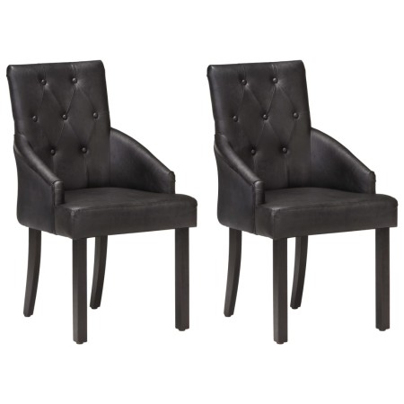 Sillas de comedor 2 unidades cuero auténtico de cabra negro de vidaXL, Sillas de comedor - Ref: Foro24-288290, Precio: 346,53...