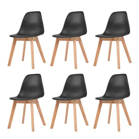 Sillas de comedor 6 unidades plástico negro de vidaXL, Sillas de comedor - Ref: Foro24-244779, Precio: 251,78 €, Descuento: %