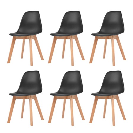 Sillas de comedor 6 unidades plástico negro de vidaXL, Sillas de comedor - Ref: Foro24-244779, Precio: 294,38 €, Descuento: %