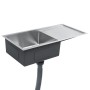 Fregadero de cocina hecho a mano acero inoxidable de vidaXL, Fregaderos - Ref: Foro24-145080, Precio: 173,57 €, Descuento: %