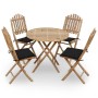 Set de comedor exterior plegable 5 piezas con cojines bambú en Conjuntos de jardín | Comprar online en Foru.es