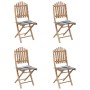 Set de comedor exterior plegable 5 piezas con cojines bambú en Conjuntos de jardín | Comprar online en Foru.es