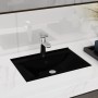 Lavabo rectangular de cerámica hueco de grifo/desagüe negro de vidaXL, Lavabos - Ref: Foro24-141933, Precio: 72,47 €, Descuen...